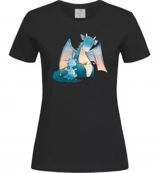Жіноча футболка Dragon Family Чорний фото