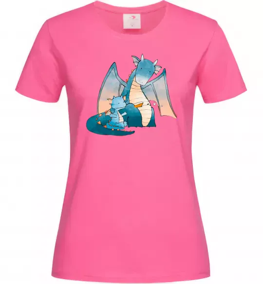 Жіноча футболка Dragon Family Яскраво-рожевий фото