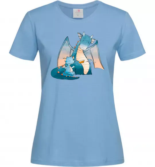 Жіноча футболка Dragon Family Блакитний фото