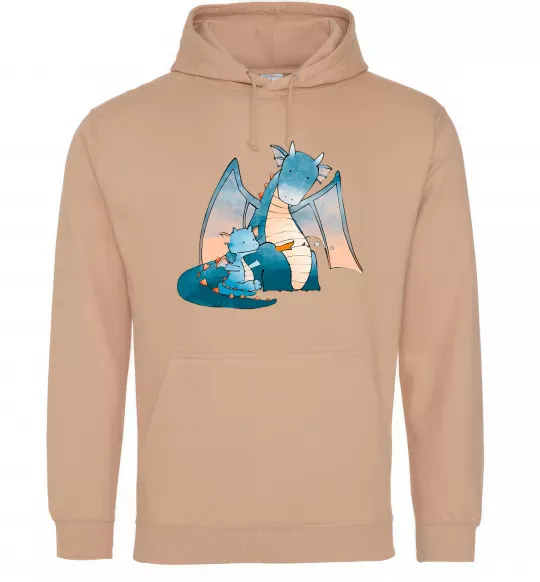 Мужская толстовка (худи) Dragon Family Песочный фото