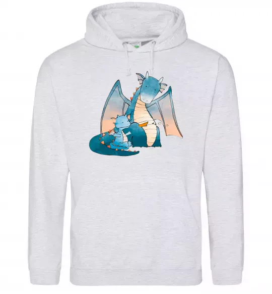 Женская толстовка (худи) Dragon Family Серый меланж фото