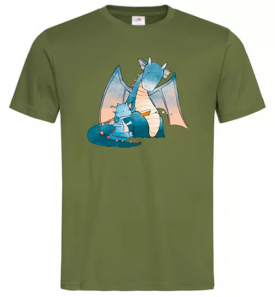 Мужская футболка Dragon Family Оливковый фото