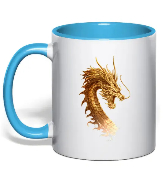 Чашка с цветной ручкой Golden Dragon Голубой фото