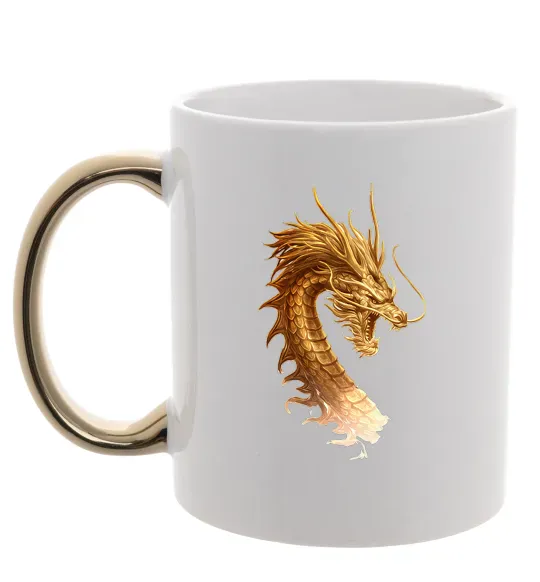 Чашка с цветной ручкой Golden Dragon Золото фото