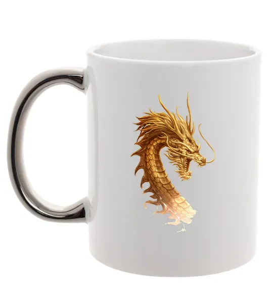 Чашка с цветной ручкой Golden Dragon Серебро фото