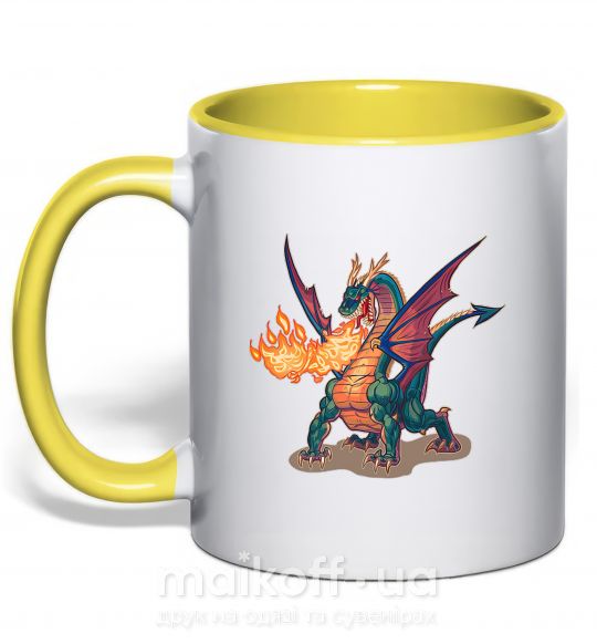 Чашка з кольоровою ручкою Fire Dragon Сонячно жовтий фото