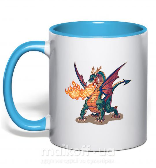 Чашка з кольоровою ручкою Fire Dragon Блакитний фото