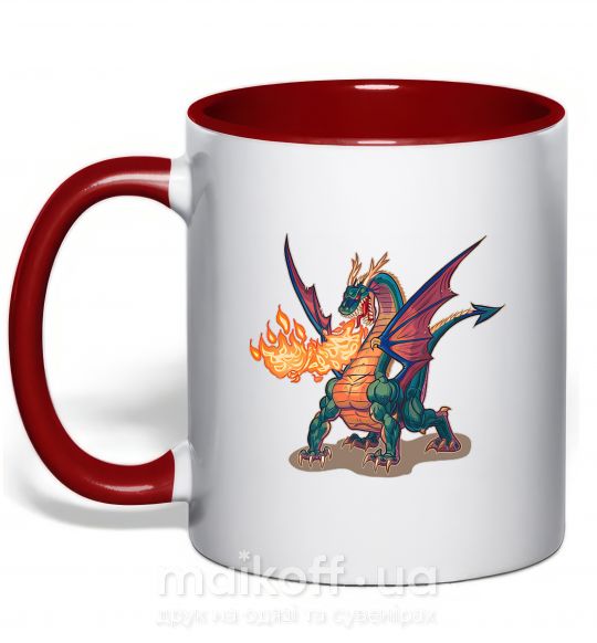 Чашка з кольоровою ручкою Fire Dragon Червоний фото
