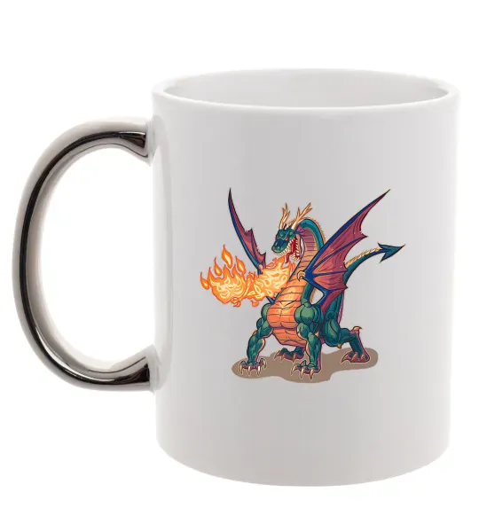 Чашка с цветной ручкой Fire Dragon Серебро фото