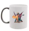 Чашка с цветной ручкой Fire Dragon Серебро фото