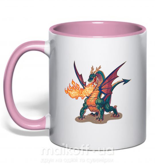 Чашка з кольоровою ручкою Fire Dragon Ніжно рожевий фото