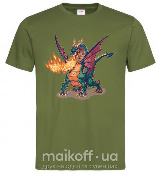 Мужская футболка Fire Dragon Оливковый фото