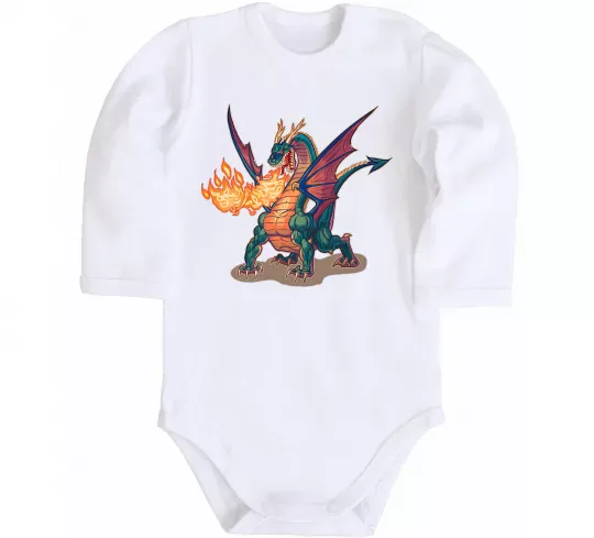 Детский боди Fire Dragon Белый фото