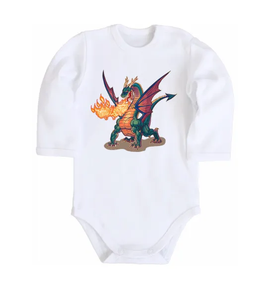 Детский боди Fire Dragon Белый фото