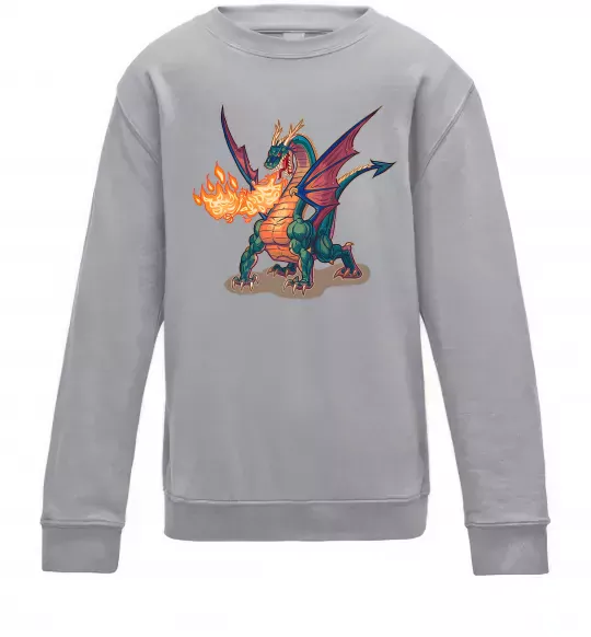 Детский Свитшот Fire Dragon Серый меланж фото