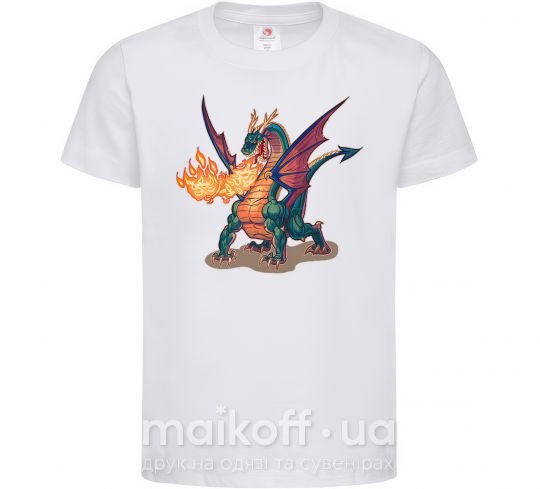Дитяча футболка Fire Dragon Білий фото