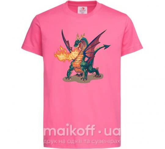 Дитяча футболка Fire Dragon Яскраво-рожевий фото