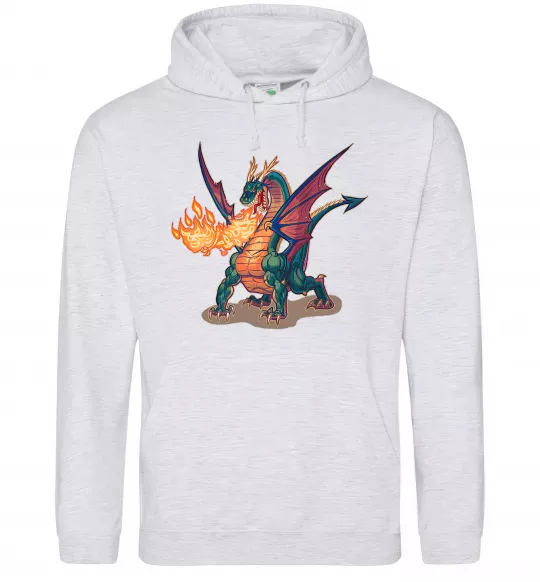 Мужская толстовка (худи) Fire Dragon Серый меланж фото