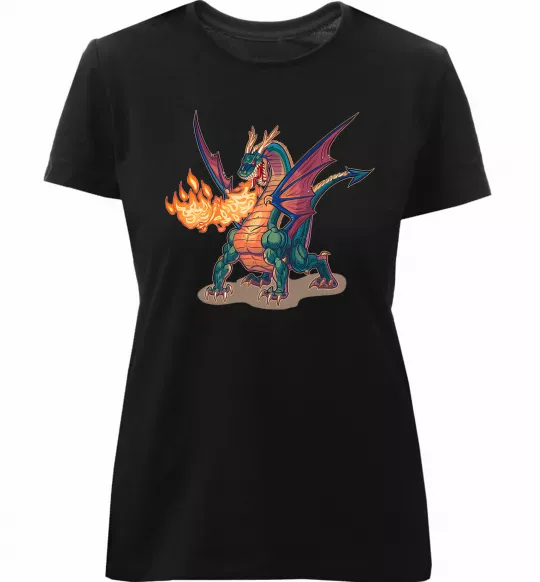 Жіноча преміум футболка Fire Dragon Чорний фото