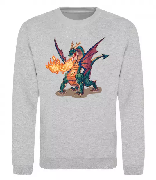 Свитшот Fire Dragon Серый меланж фото