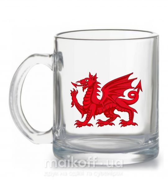 Чашка стеклянная Красный Дракон Прозрачный фото
