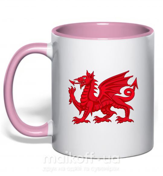 Чашка с цветной ручкой Красный Дракон Нежно розовый фото