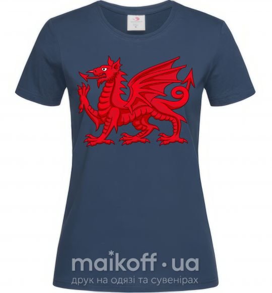 Женская футболка Красный Дракон Темно-синий фото