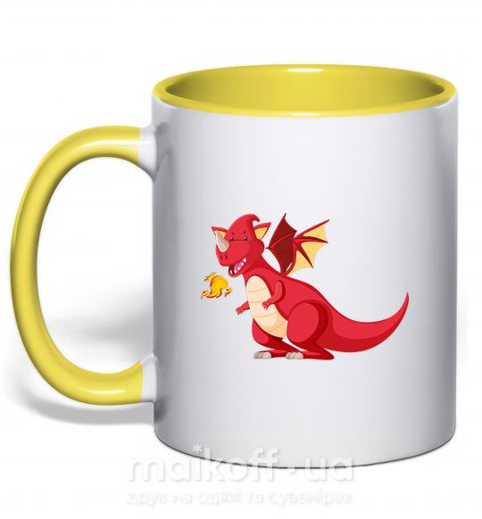 Чашка з кольоровою ручкою Red Dragon Сонячно жовтий фото