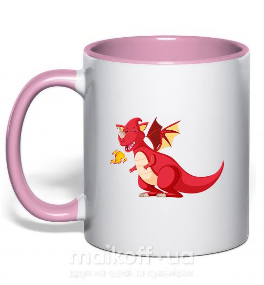 Чашка з кольоровою ручкою Red Dragon Ніжно рожевий фото