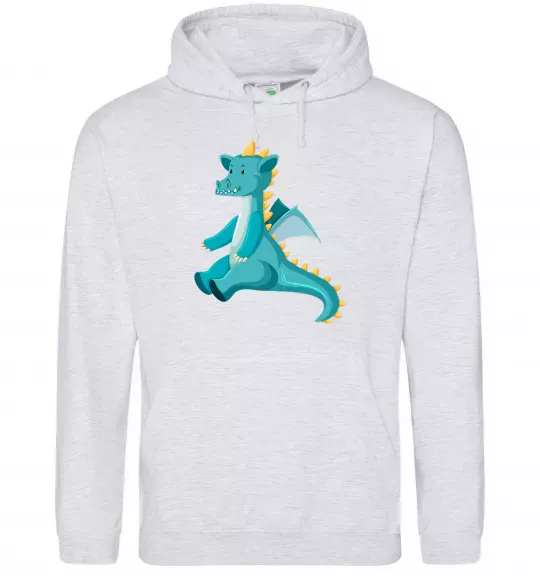 Чоловіча толстовка (худі) Бірюзовий Дракон Сірий меланж фото