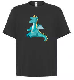 Футболка Оверсайз Бірюзовий Дракон Черный фото