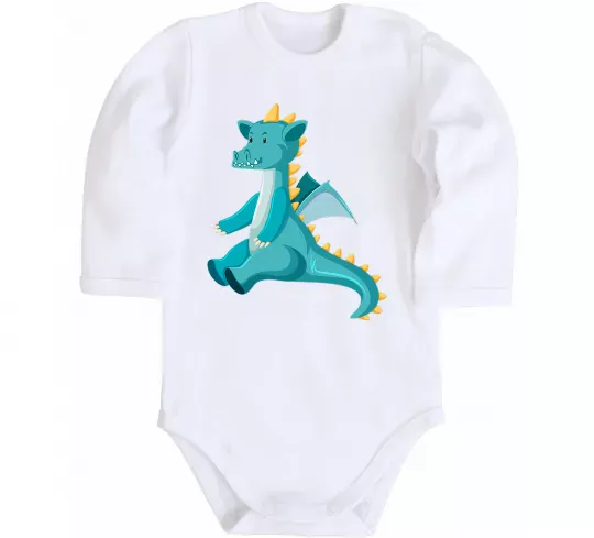 Дитячий бодік Бірюзовий Дракон Білий фото