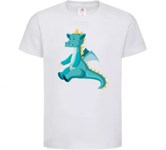 Дитяча футболка Бірюзовий Дракон Білий фото