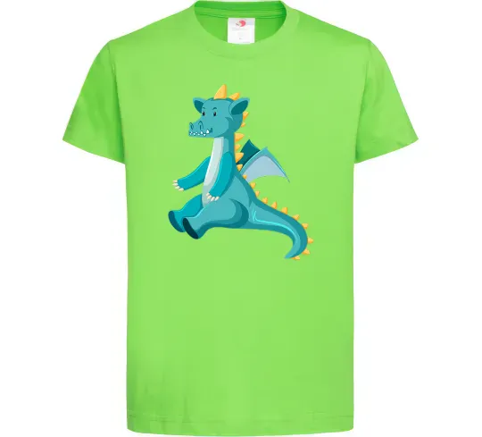 Дитяча футболка Бірюзовий Дракон Лаймовий фото