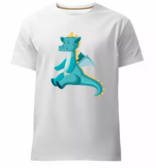 Мужская премиум футболка Бірюзовий Дракон Белый фото