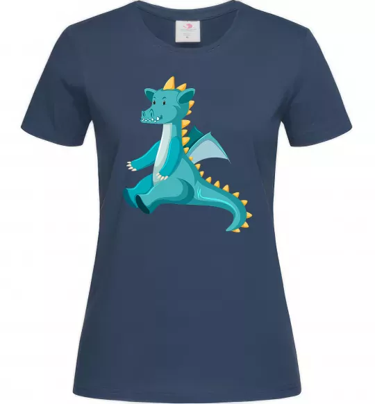 Жіноча футболка Бірюзовий Дракон Темно-синій фото