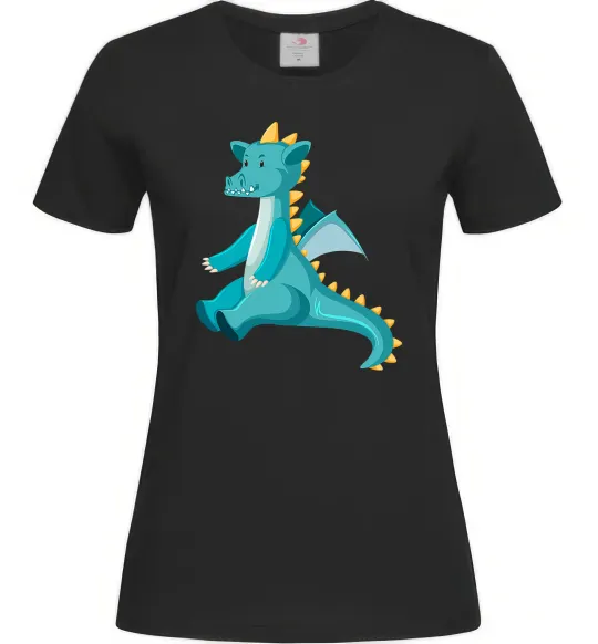 Жіноча футболка Бірюзовий Дракон Чорний фото