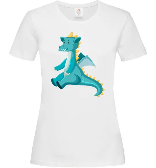 Жіноча футболка Бірюзовий Дракон Білий фото