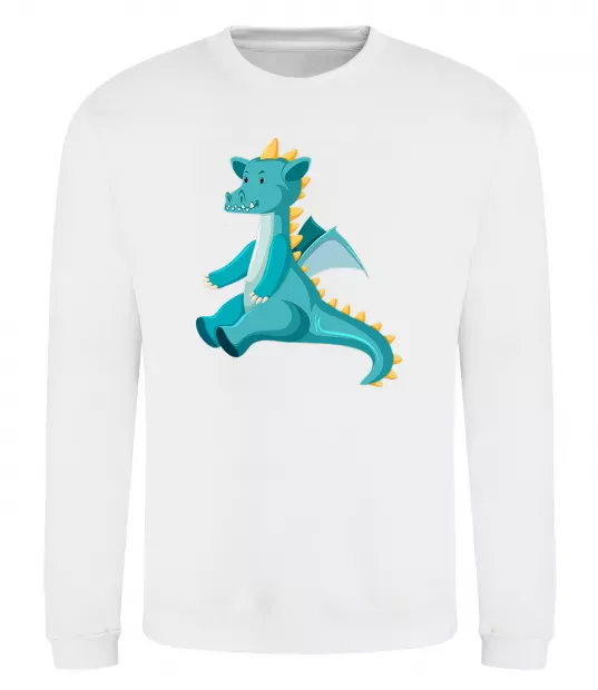 Світшот Бірюзовий Дракон Білий фото