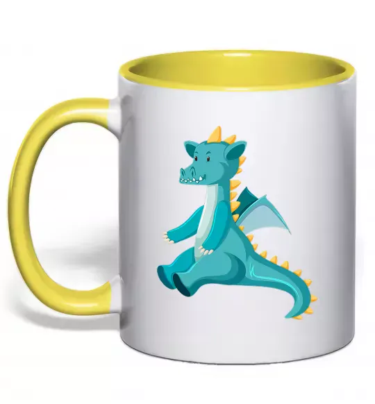 Чашка с цветной ручкой Бірюзовий Дракон Солнечно желтый фото