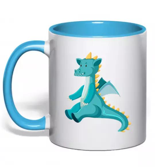 Чашка с цветной ручкой Бірюзовий Дракон Голубой фото