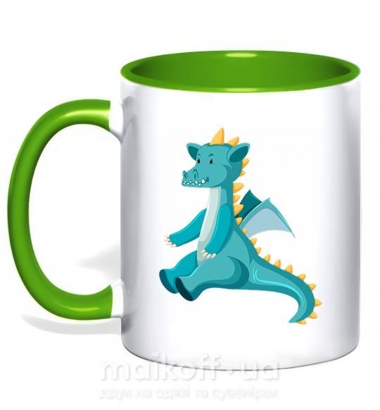 Чашка з кольоровою ручкою Бирюзовый Дракон Зелений фото