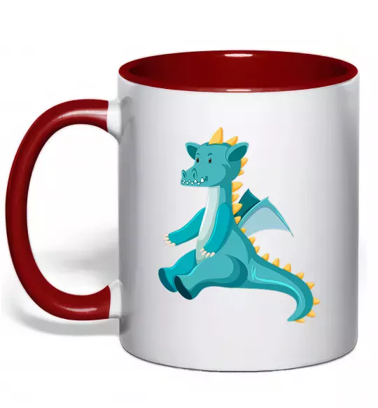 Чашка с цветной ручкой Бірюзовий Дракон Красный фото