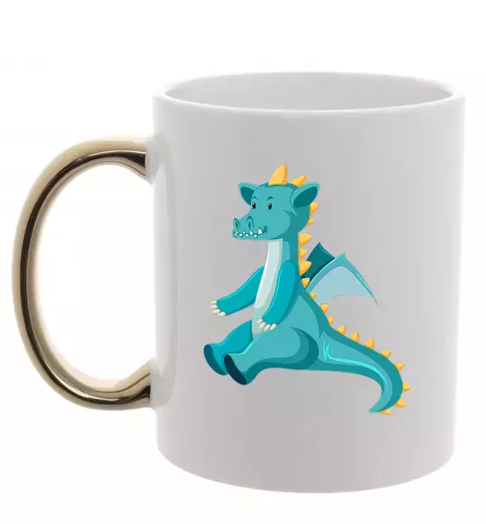 Чашка с цветной ручкой Бірюзовий Дракон Золото фото