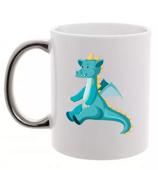 Чашка с цветной ручкой Бірюзовий Дракон Серебро фото