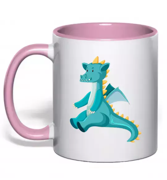 Чашка с цветной ручкой Бірюзовий Дракон Нежно розовый фото