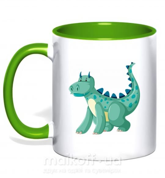 Чашка з кольоровою ручкою Зеленый Дракон Зелений фото