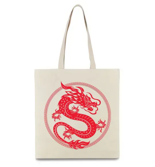 Еко-сумка Дракон в колі Бежевий фото