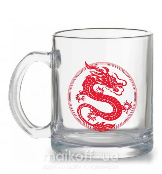 Чашка скляна Дракон в круге Прозорий фото