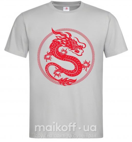 Мужская футболка Дракон в круге Серый фото